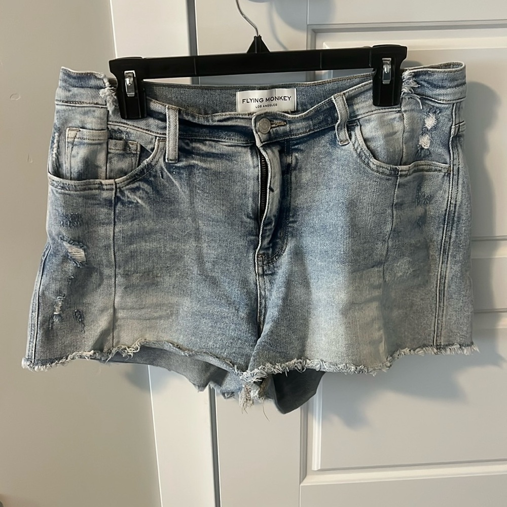 Flying Monkey High Rise shorts. Light blue wash. Size 31.